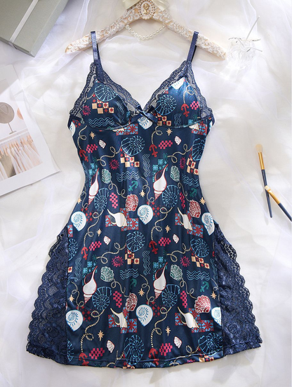 Nuisette Babydoll Dentelle Fendue — Col V Plongeant