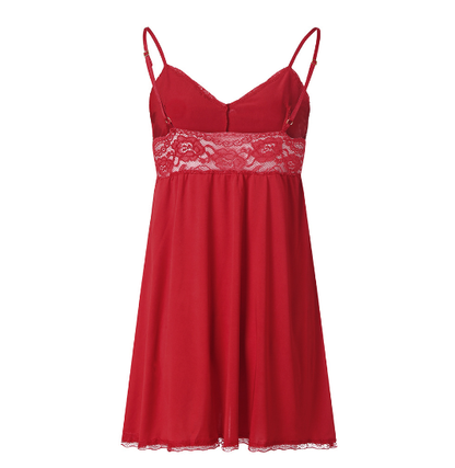 Nuisette Satin & Dentelle à Fines Bretelles — Multicolore