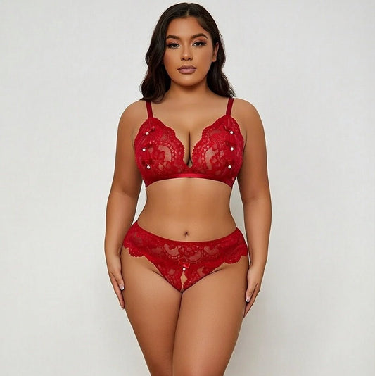 Ensemble Dentelle Transparente Grande Taille — Bordeaux - Lingerie Sexy Femme | Dentelle variant_option1 variant_option2 | Desir Intense
