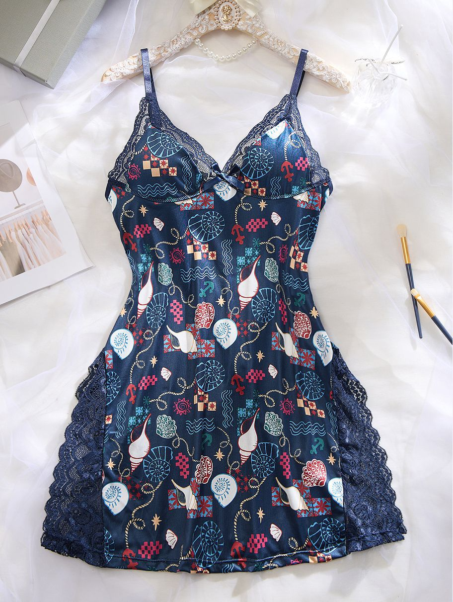 Nuisette Babydoll Dentelle Fendue — Col V Plongeant