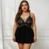 Nuisette Dentelle Col V Grande Taille — Noir Nuisette Dentelle Col V Grande Taille — Noir - Lingerie Sexy Femme | nuisette Dentelle variant_option1 variant_option2 | Desir Intense